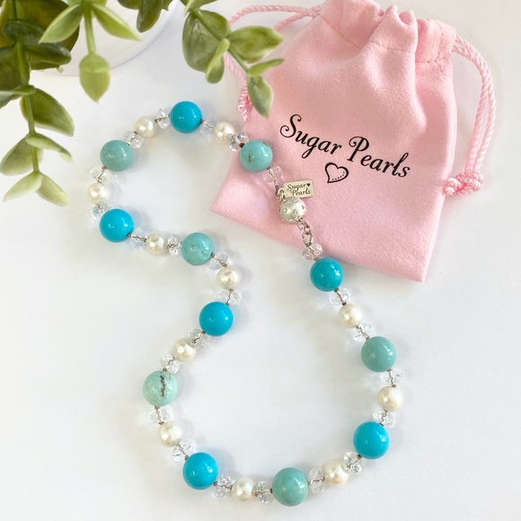 Turquoise, Pearl & Quartz Necklace - Picture 2 of 5
